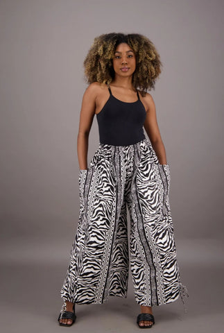 African print wide leg pants