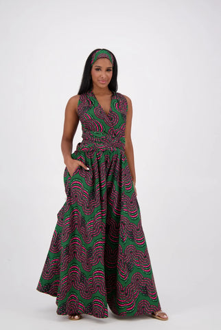 Pink and green african palazzo pants