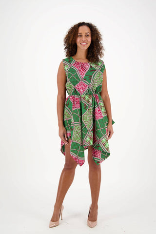 African Patch Print Sleeveless Dress 2182